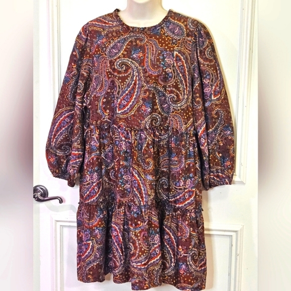 a.n.a A New Approach Brown MultiColor Lizzy Paisley Floral Long Sleeve Dress,XXL - Picture 1 of 16